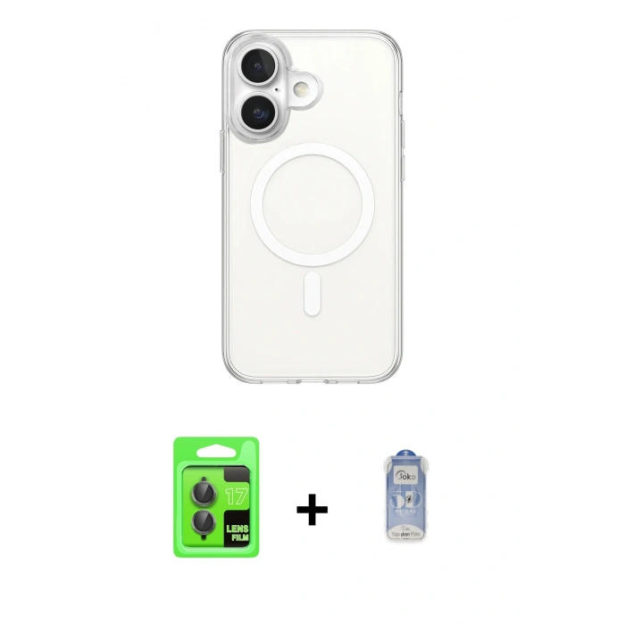 MARSİLYAN™- iPhone 17 Kılıf Ahenk Yansıma Prime - Siyah Joko Magic 5D Cam + Raze Metal Kamera Lens - GI