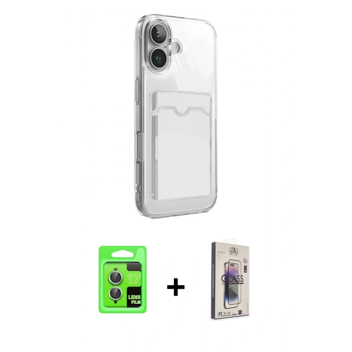 MARSİLYAN™- iPhone 17 Kılıf Doruk Klasik Koleksiyonu - Siyah Bilvis 3D Cam Ekran Koruyucu + Raze Metal Kamera Lens - AKYL