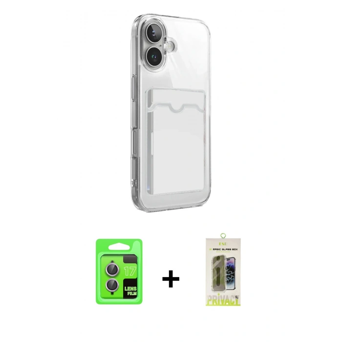 MARSİLYAN™- iPhone 17 Kılıf Doruk Klasik Koleksiyonu - Siyah Joko Magic 5D Hayalet Cam + Raze Metal Kamera Lens - AKMR