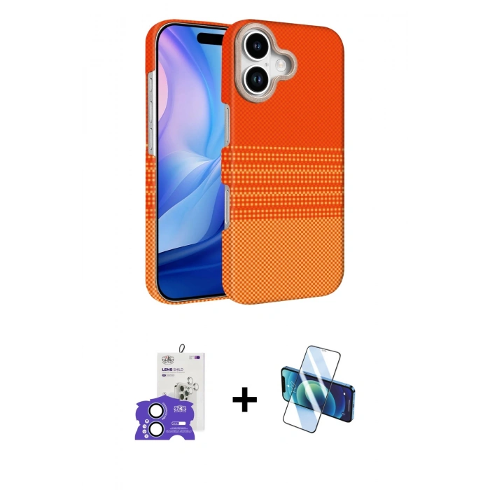 MARSİLYAN™- iPhone 17 Kılıf Doruk Serisi - Siyah 3D Antistatik Seramik Nano Ekran Koruyucu + Bilvis Titan Kamera Lens - AKMI