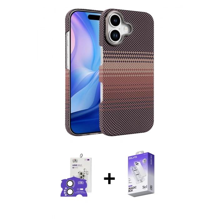 MARSİLYAN™- iPhone 17 Kılıf Doruk Serisi - Siyah Bilvis 5in1 3D Magic Cam Ekran Koruyucu + Bilvis Titan Kamera Lens - AKYL