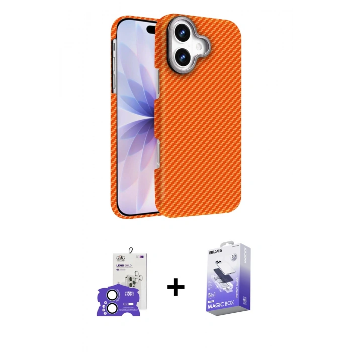 MARSİLYAN™- iPhone 17 Kılıf Doruk Serisi - Siyah Bilvis 5in1 5D Magic Hayalet Cam Ekran Koruyucu + Bilvis Titan Kamera Lens - AKMI