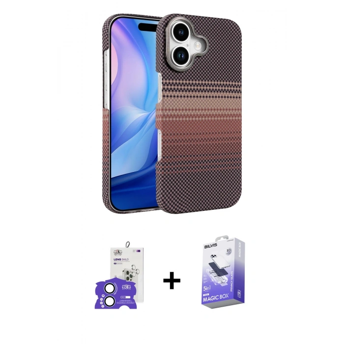 MARSİLYAN™- iPhone 17 Kılıf Doruk Serisi - Siyah Bilvis 5in1 5D Magic Hayalet Cam Ekran Koruyucu + Bilvis Titan Kamera Lens - AKMI