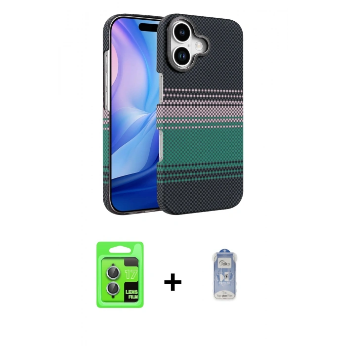 MARSİLYAN™- iPhone 17 Kılıf Doruk Serisi - Siyah Joko Magic 5D Cam + Raze Metal Kamera Lens - AKMI