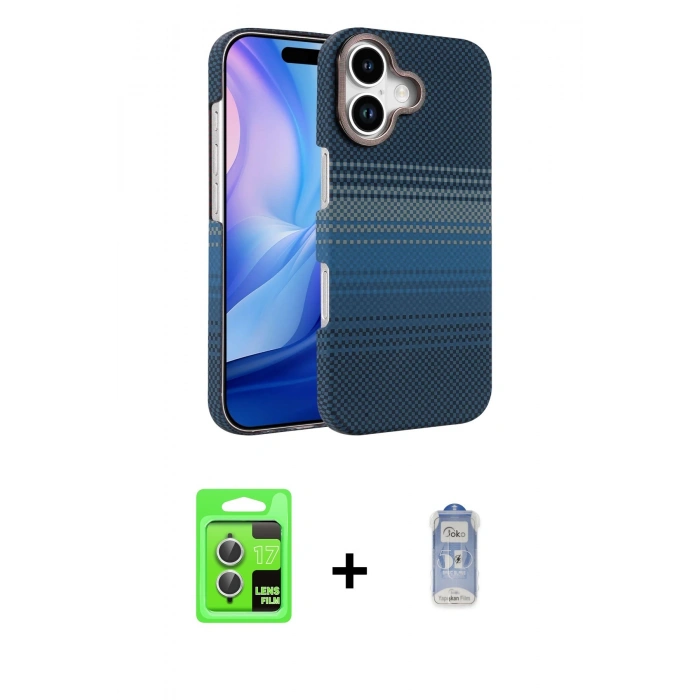 MARSİLYAN™- iPhone 17 Kılıf Doruk Serisi - Siyah Joko Magic 5D Cam + Raze Metal Kamera Lens - GS