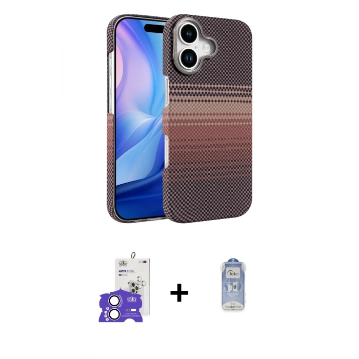 MARSİLYAN™- iPhone 17 Kılıf Doruk Serisi - Siyah Joko Magic 5D Cam + Bilvis Titan Kamera Lens - LA