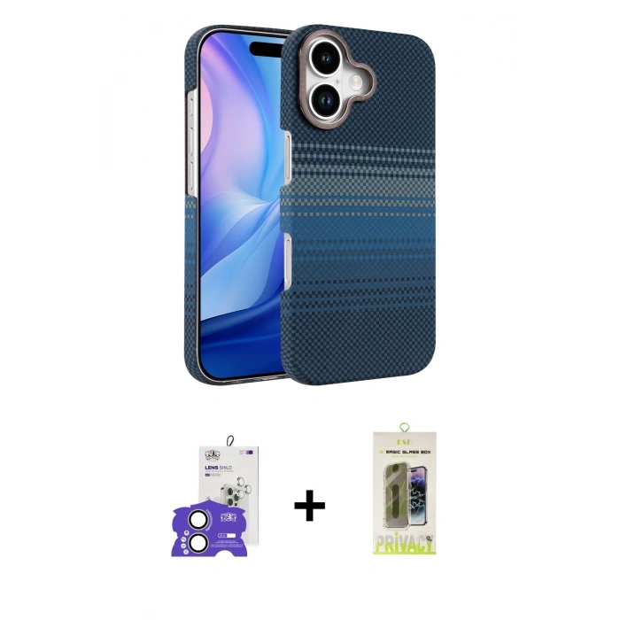 MARSİLYAN™- iPhone 17 Kılıf Doruk Serisi - Siyah Joko Magic 5D Hayalet Cam + Bilvis Titan Kamera Lens - AKYL