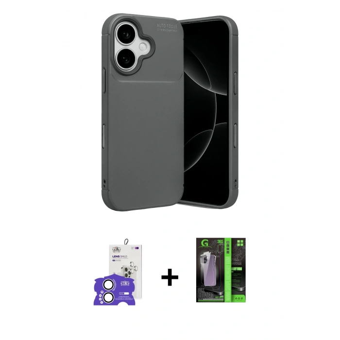 MARSİLYAN™- iPhone 17 Kılıf Eksen Form Prime - Şeffaf 360 Full Body Arka Koruyucu + Bilvis Titan Kamera Lens - GS