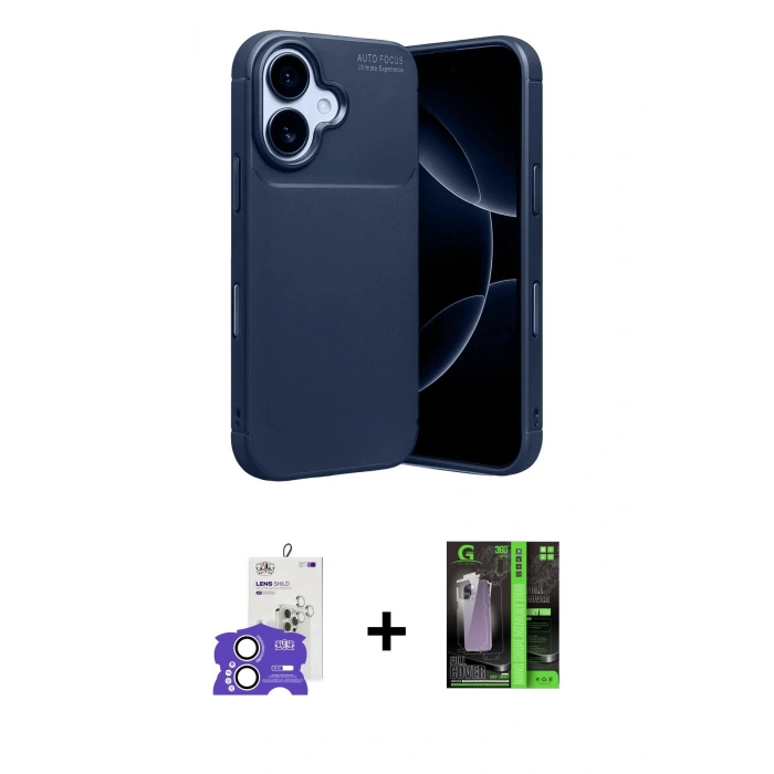 MARSİLYAN™- iPhone 17 Kılıf Eksen Form Prime - Şeffaf 360 Full Body Arka Koruyucu + Bilvis Titan Kamera Lens - GS