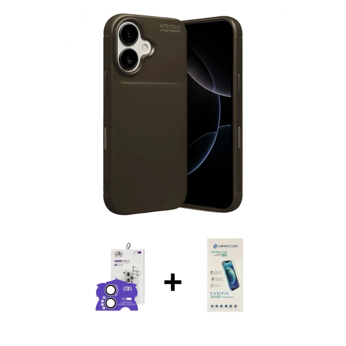 MARSİLYAN™- iPhone 17 Kılıf Eksen Form Prime - Şeffaf Pasifik Cam Ekran Koruyucu + Bilvis Titan Kamera Lens - AKYL