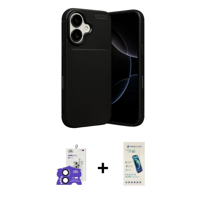 MARSİLYAN™- iPhone 17 Kılıf Eksen Form Prime - Şeffaf Pasifik Cam Ekran Koruyucu + Bilvis Titan Kamera Lens - SH