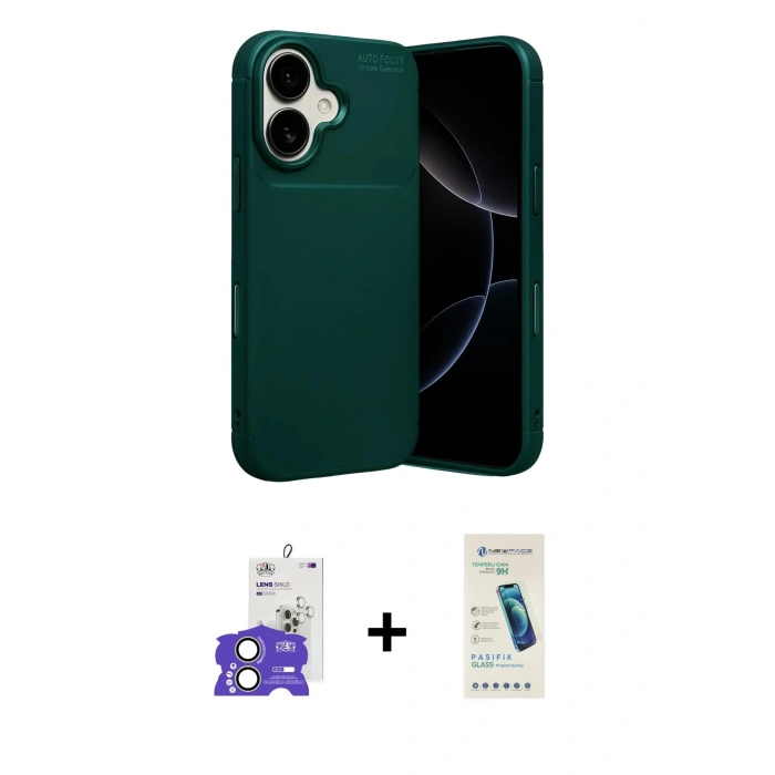 MARSİLYAN™- iPhone 17 Kılıf Eksen Form Prime - Şeffaf Pasifik Cam Ekran Koruyucu + Bilvis Titan Kamera Lens - AKYL