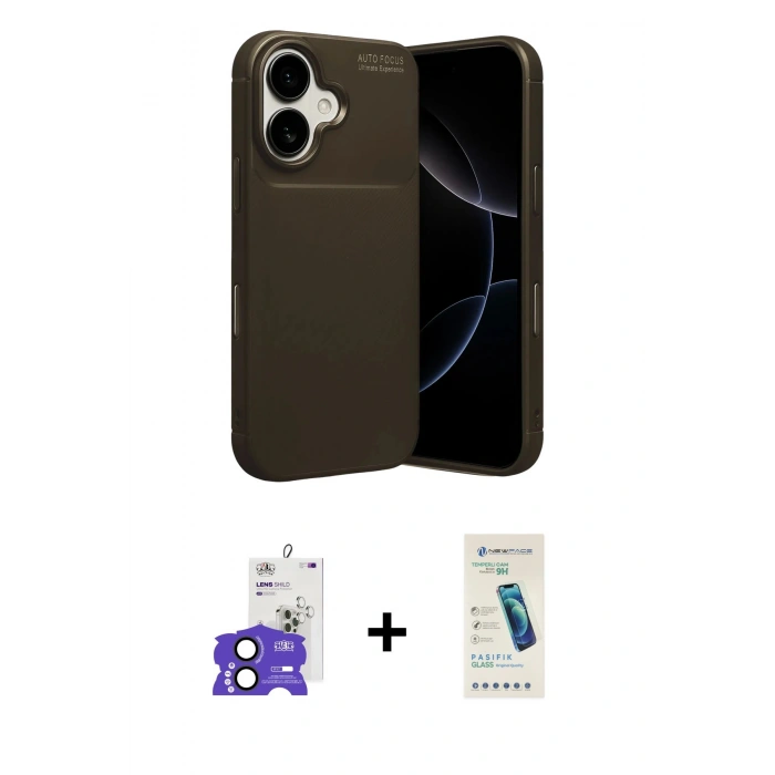 MARSİLYAN™- iPhone 17 Kılıf Eksen Form Prime - Şeffaf Pasifik Cam Ekran Koruyucu + Bilvis Titan Kamera Lens - SH