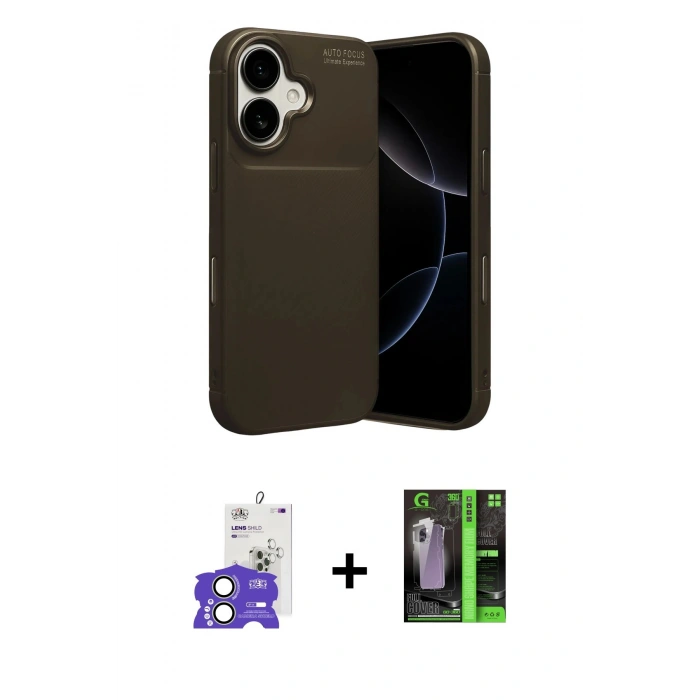 MARSİLYAN™- iPhone 17 Kılıf Eksen Form Prime - Siyah 360 Mat Full Body Arka Koruyucu + Bilvis Titan Kamera Lens - AKYL