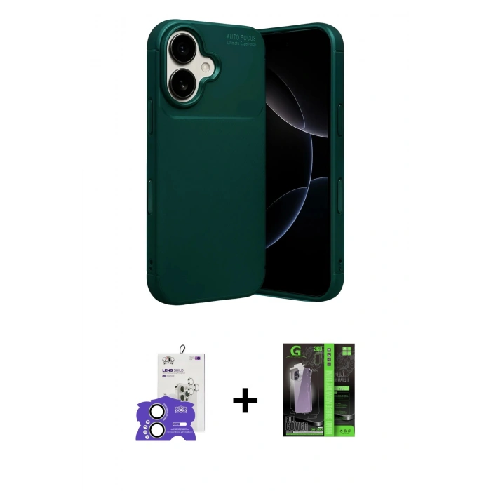 MARSİLYAN™- iPhone 17 Kılıf Eksen Form Prime - Siyah 360 Mat Full Body Arka Koruyucu + Bilvis Titan Kamera Lens - AKYL