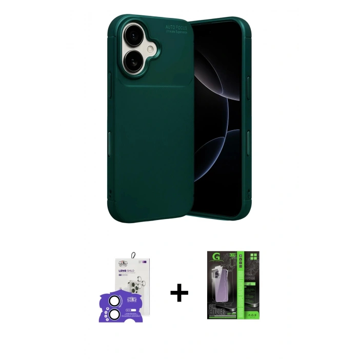 MARSİLYAN™- iPhone 17 Kılıf Eksen Form Prime - Siyah 360 Mat Full Body Arka Koruyucu + Bilvis Titan Kamera Lens - AKMI