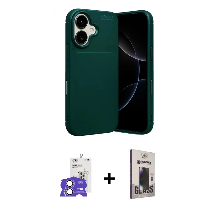 MARSİLYAN™- iPhone 17 Kılıf Eksen Form Prime - Siyah Bilvis Hayalet Cam Ekran Koruyucu + Bilvis Titan Kamera Lens - LA