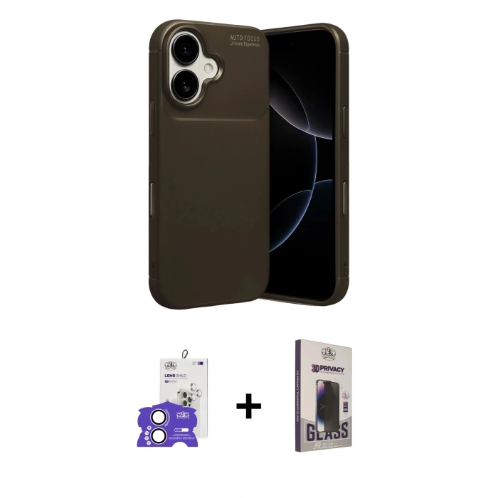 MARSİLYAN™- iPhone 17 Kılıf Eksen Form Prime - Siyah Bilvis Hayalet Cam Ekran Koruyucu + Bilvis Titan Kamera Lens - LA
