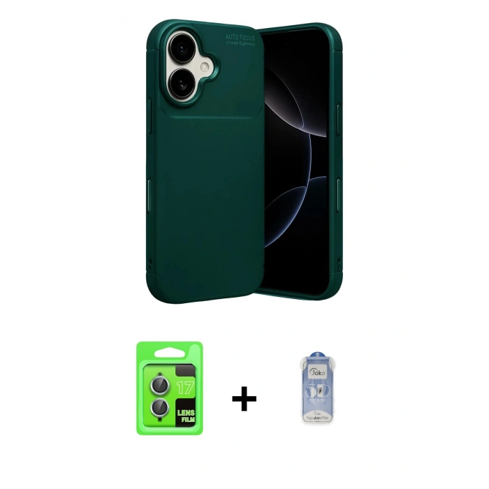 MARSİLYAN™- iPhone 17 Kılıf Eksen Form Prime - Siyah Joko Magic 5D Cam + Raze Metal Kamera Lens - AKMI