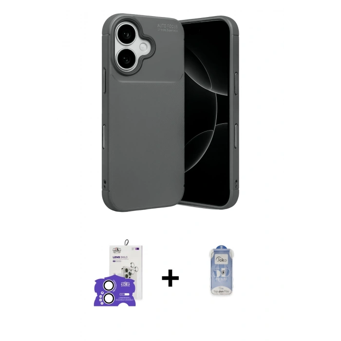 MARSİLYAN™- iPhone 17 Kılıf Eksen Form Prime - Siyah Joko Magic 5D Cam + Bilvis Titan Kamera Lens - GS