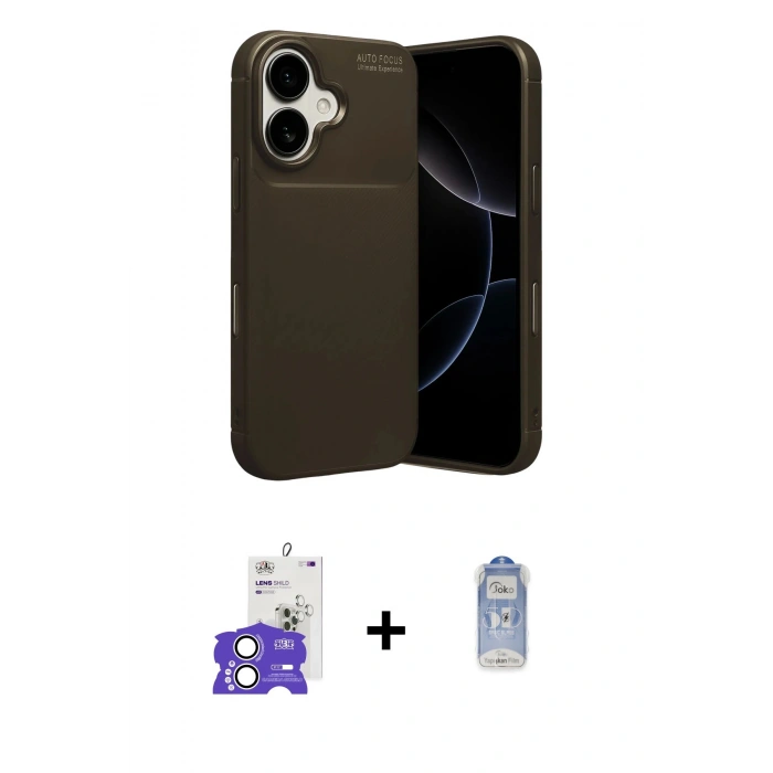 MARSİLYAN™- iPhone 17 Kılıf Eksen Form Prime - Siyah Joko Magic 5D Cam + Bilvis Titan Kamera Lens - GS