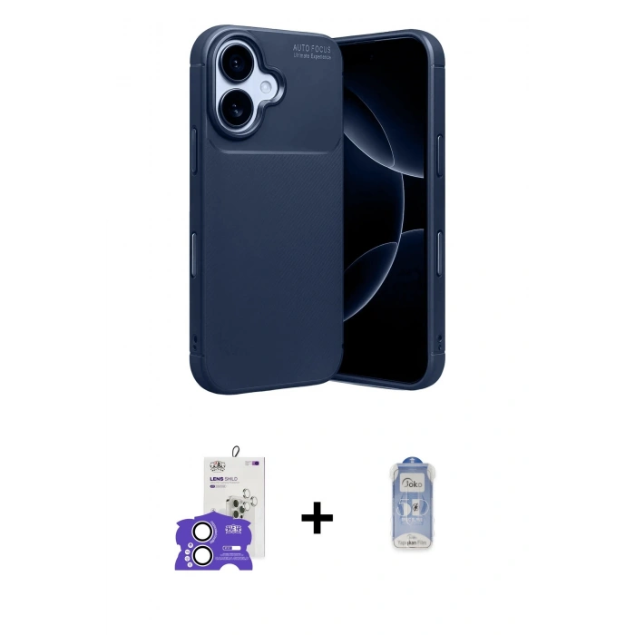 MARSİLYAN™- iPhone 17 Kılıf Eksen Form Prime - Siyah Joko Magic 5D Cam + Bilvis Titan Kamera Lens - GS