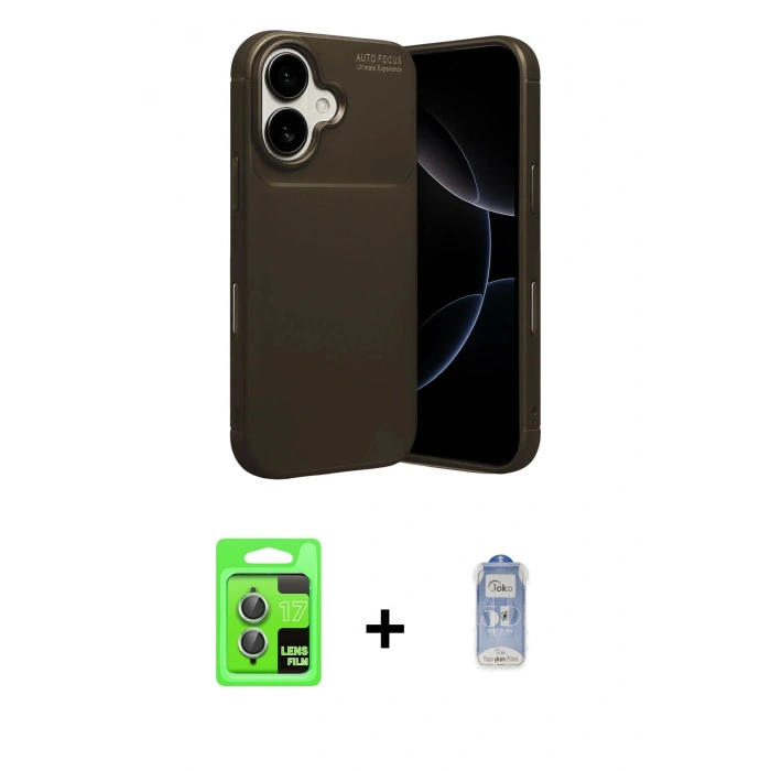 MARSİLYAN™- iPhone 17 Kılıf Eksen Form Prime - Siyah Joko Magic 5D Cam + Raze Metal Kamera Lens - AKYL
