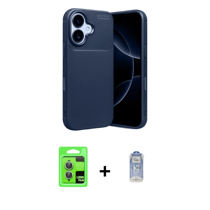 MARSİLYAN™- iPhone 17 Kılıf Eksen Form Prime - Siyah Joko Magic 5D Cam + Raze Metal Kamera Lens - AKYL