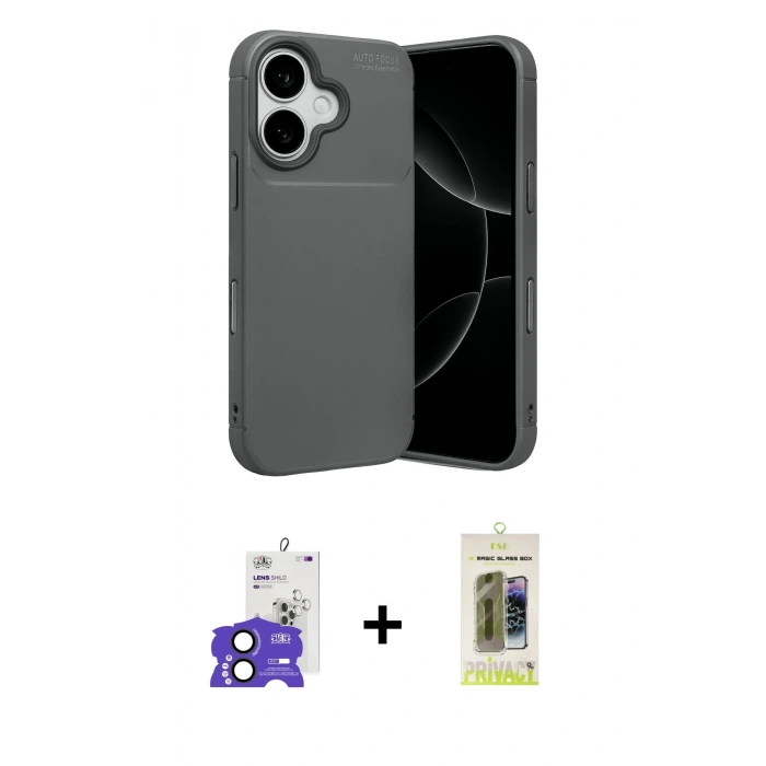 MARSİLYAN™- iPhone 17 Kılıf Eksen Form Prime - Siyah Joko Magic 5D Hayalet Cam + Bilvis Titan Kamera Lens - SH