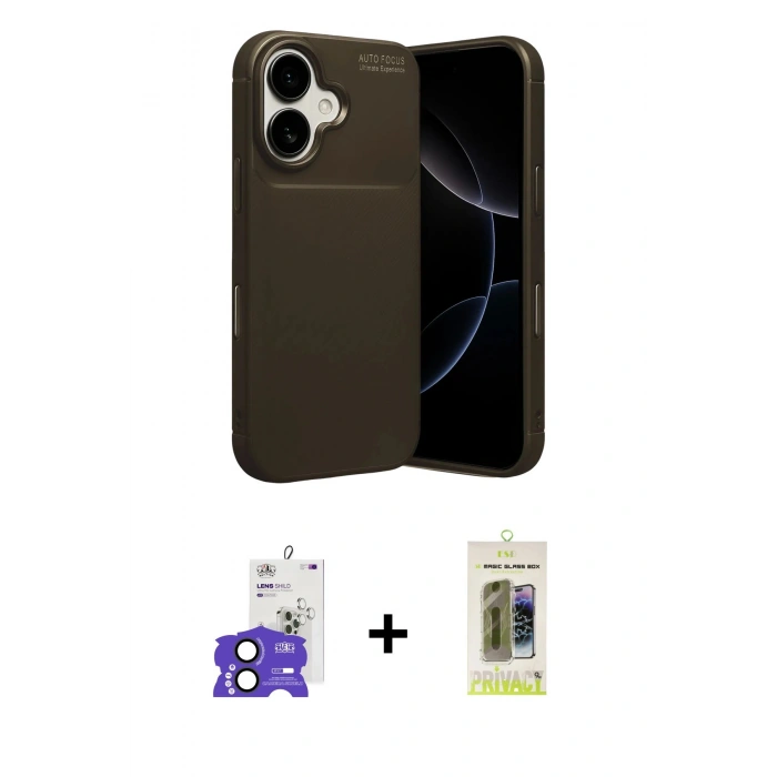 MARSİLYAN™- iPhone 17 Kılıf Eksen Form Prime - Siyah Joko Magic 5D Hayalet Cam + Bilvis Titan Kamera Lens - SH