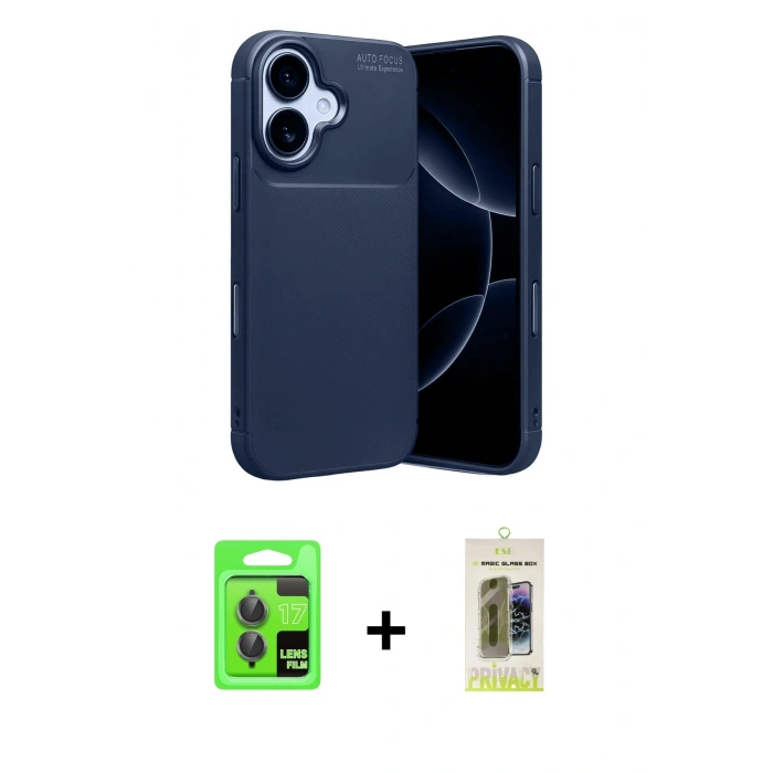 MARSİLYAN™- iPhone 17 Kılıf Eksen Form Prime - Siyah Joko Magic 5D Hayalet Cam + Raze Metal Kamera Lens - GI