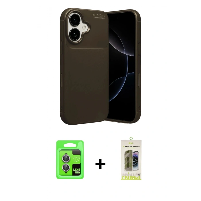 MARSİLYAN™- iPhone 17 Kılıf Eksen Form Prime - Siyah Joko Magic 5D Hayalet Cam + Raze Metal Kamera Lens - AKMR