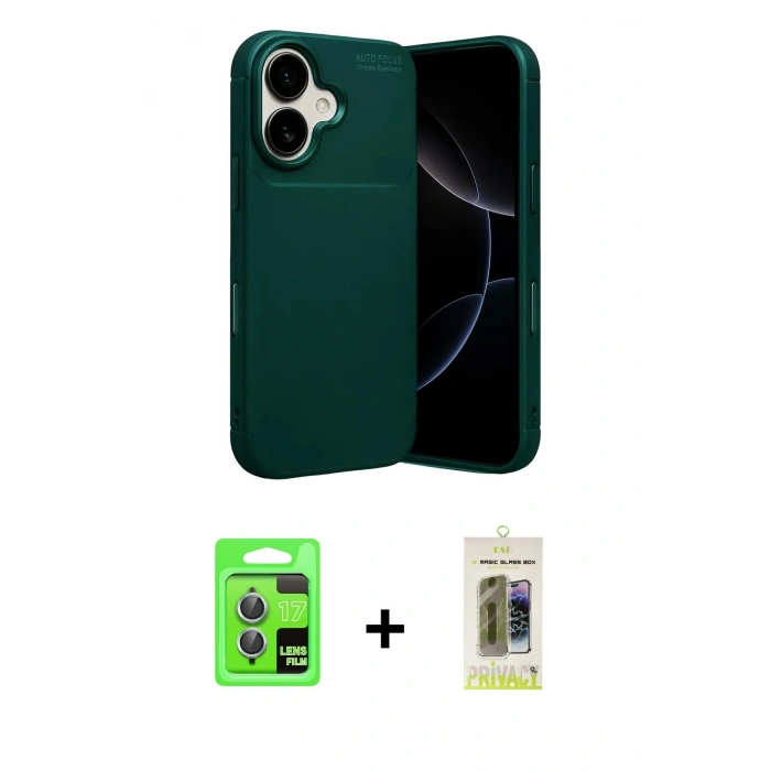 MARSİLYAN™- iPhone 17 Kılıf Eksen Form Prime - Siyah Joko Magic 5D Hayalet Cam + Raze Metal Kamera Lens - AKMI