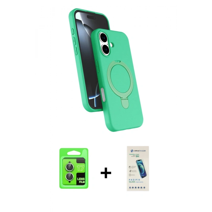 MARSİLYAN™- iPhone 17 Kılıf İz Işık Koleksiyonu - Şeffaf Pasifik Cam Ekran Koruyucu + Raze Metal Kamera Lens - AKYL