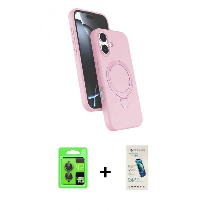 MARSİLYAN™- iPhone 17 Kılıf İz Işık Koleksiyonu - Şeffaf Pasifik Cam Ekran Koruyucu + Raze Metal Kamera Lens - GI