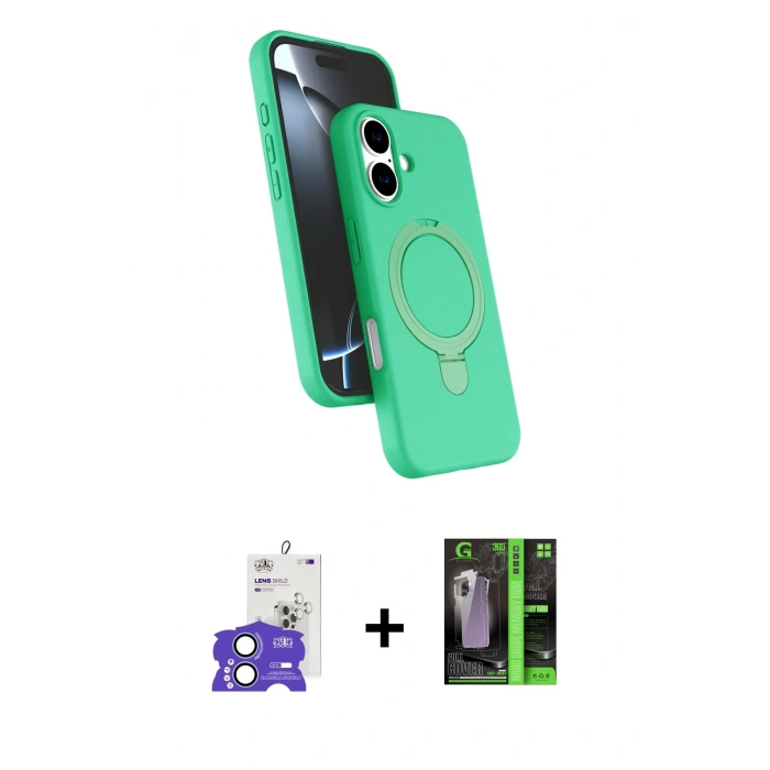 MARSİLYAN™- iPhone 17 Kılıf İz Işık Koleksiyonu - Siyah 360 Mat Full Body Arka Koruyucu + Bilvis Titan Kamera Lens - AKMI
