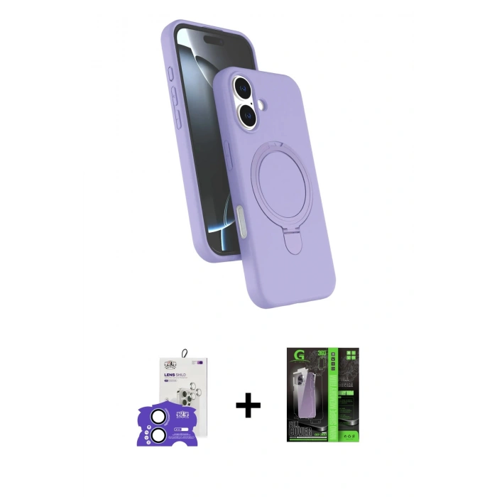 MARSİLYAN™- iPhone 17 Kılıf İz Işık Koleksiyonu - Siyah 360 Mat Full Body Arka Koruyucu + Bilvis Titan Kamera Lens - AKMI