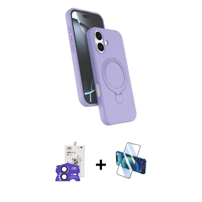 MARSİLYAN™- iPhone 17 Kılıf İz Işık Koleksiyonu - Siyah 3D Antistatik Cam Ekran Koruyucu + Bilvis Titan Kamera Lens - SH