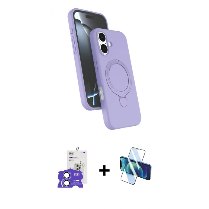MARSİLYAN™- iPhone 17 Kılıf İz Işık Koleksiyonu - Siyah 3D Antistatik Seramik Nano Ekran Koruyucu + Bilvis Titan Kamera Lens - AKMI