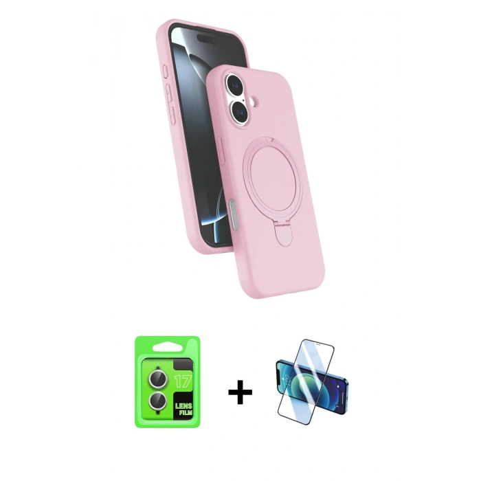 MARSİLYAN™- iPhone 17 Kılıf İz Işık Koleksiyonu - Siyah 3D Antistatik Seramik Nano Ekran Koruyucu + Raze Metal Kamera Lens - GS