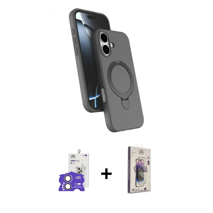MARSİLYAN™- iPhone 17 Kılıf İz Işık Koleksiyonu - Siyah Bilvis 3D Cam Ekran Koruyucu + Bilvis Titan Kamera Lens - LA