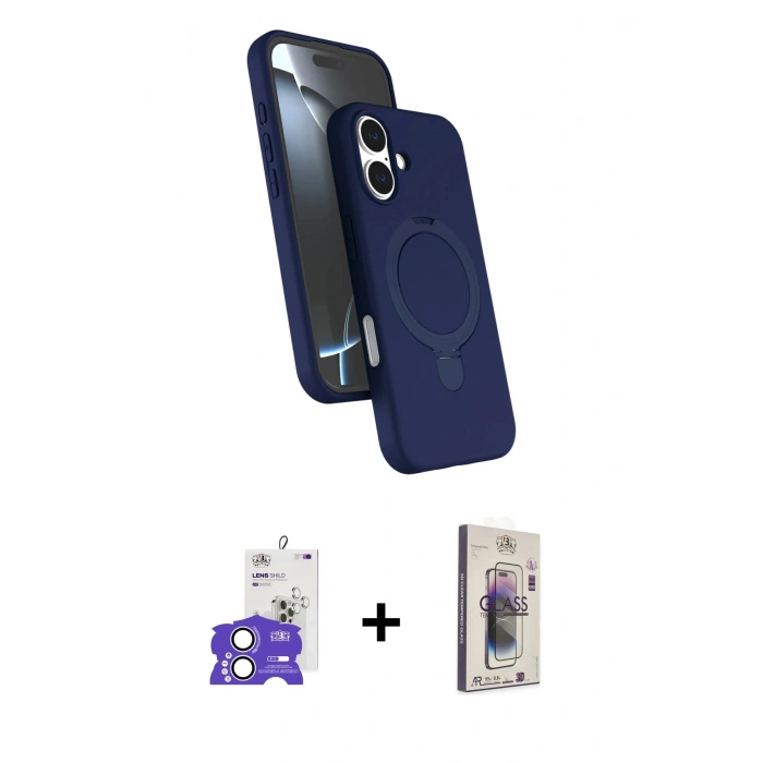 MARSİLYAN™- iPhone 17 Kılıf İz Işık Koleksiyonu - Siyah Bilvis 3D Cam Ekran Koruyucu + Bilvis Titan Kamera Lens - LA
