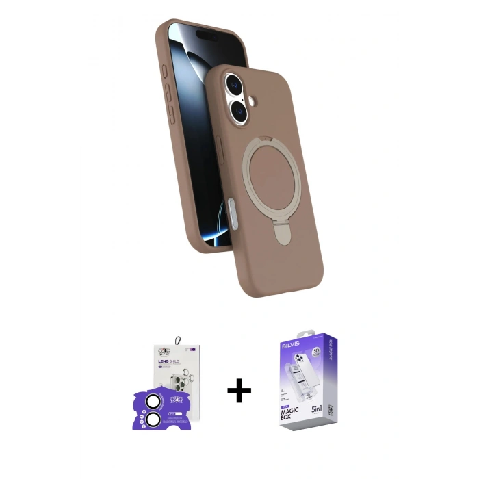 MARSİLYAN™- iPhone 17 Kılıf İz Işık Koleksiyonu - Siyah Bilvis 5in1 3D Magic Cam Ekran Koruyucu + Bilvis Titan Kamera Lens - AKYL