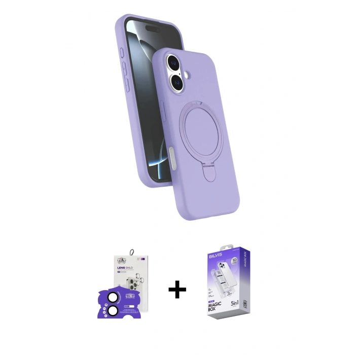MARSİLYAN™- iPhone 17 Kılıf İz Işık Koleksiyonu - Siyah Bilvis 5in1 3D Magic Cam Ekran Koruyucu + Bilvis Titan Kamera Lens - SH