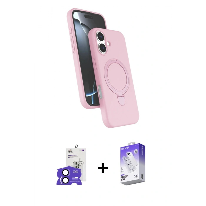 MARSİLYAN™- iPhone 17 Kılıf İz Işık Koleksiyonu - Siyah Bilvis 5in1 3D Magic Cam Ekran Koruyucu + Bilvis Titan Kamera Lens - SH