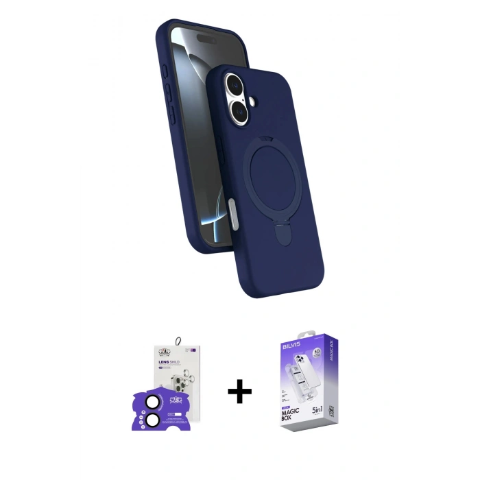 MARSİLYAN™- iPhone 17 Kılıf İz Işık Koleksiyonu - Siyah Bilvis 5in1 3D Magic Cam Ekran Koruyucu + Bilvis Titan Kamera Lens - SH