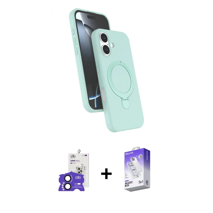 MARSİLYAN™- iPhone 17 Kılıf İz Işık Koleksiyonu - Siyah Bilvis 5in1 3D Magic Cam Ekran Koruyucu + Bilvis Titan Kamera Lens - SH