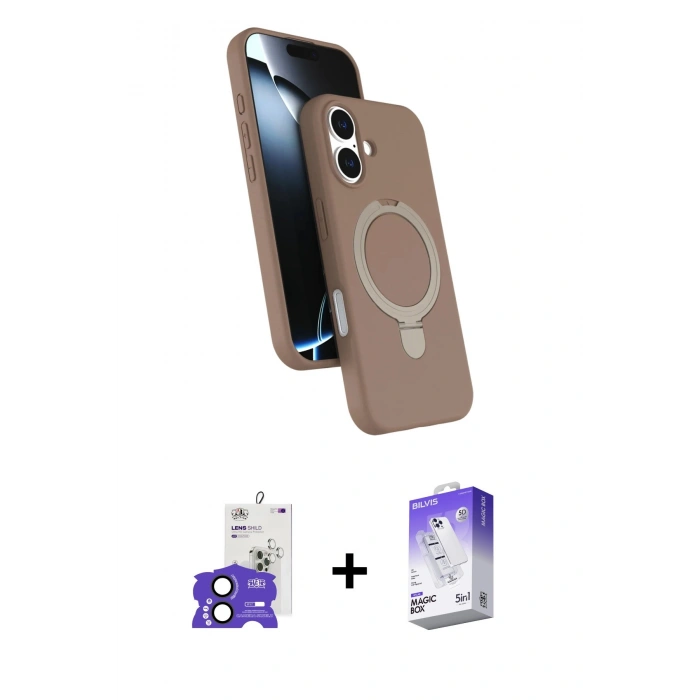 MARSİLYAN™- iPhone 17 Kılıf İz Işık Koleksiyonu - Siyah Bilvis 5in1 3D Magic Cam Ekran Koruyucu + Bilvis Titan Kamera Lens - SH