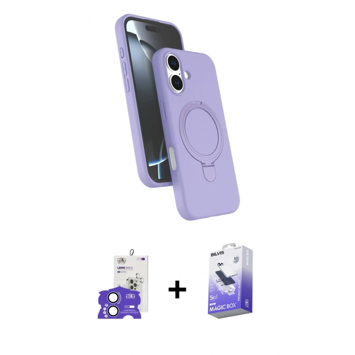 MARSİLYAN™- iPhone 17 Kılıf İz Işık Koleksiyonu - Siyah Bilvis 5in1 5D Magic Hayalet Cam Ekran Koruyucu + Bilvis Titan Kamera Lens - AKMI