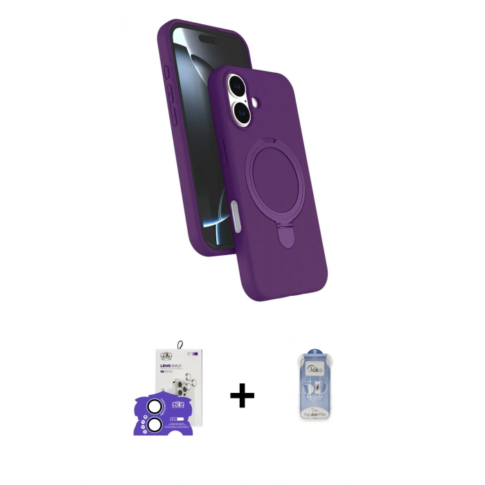 MARSİLYAN™- iPhone 17 Kılıf İz Işık Koleksiyonu - Siyah Joko Magic 5D Cam + Bilvis Titan Kamera Lens - AKMI
